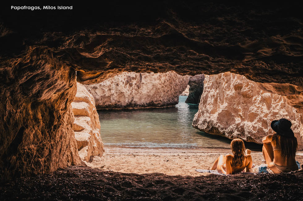 Water caves on Milos Island called papafragas