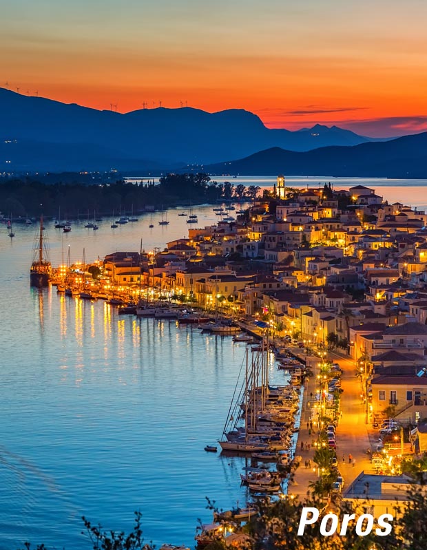 Poros Waterfront at Sunset