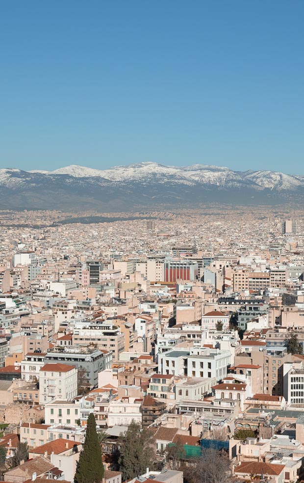 Snow on the mountains Athens Greece Snow on the mountains Athens Greece