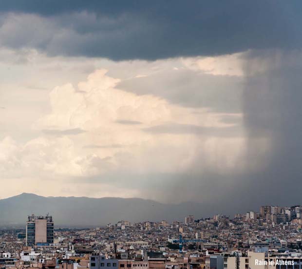 Rain in Athens Greece