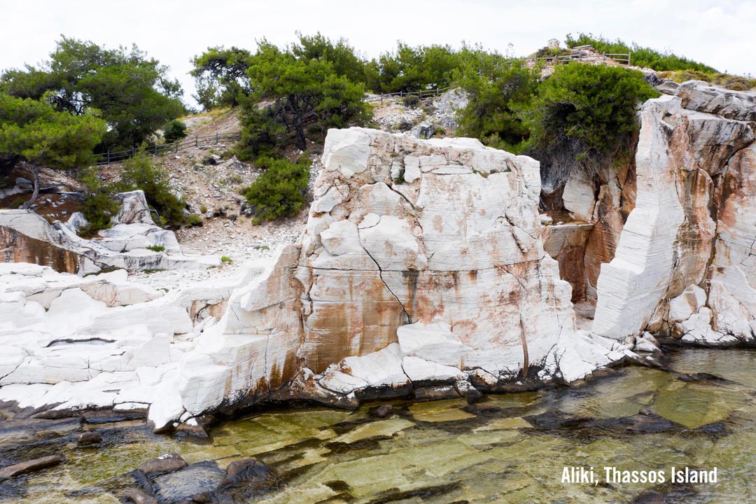 White marble along the shore at ALiki on Thassos