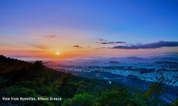 View from Hymettus Mountain overlooking Athens Greece View from Hymettus Mountain overlooking Athens Greece