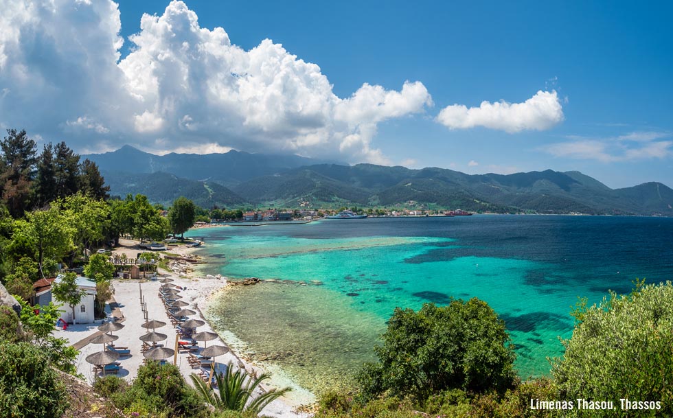 Limenas Thasou Beach on Thassos Island in Greece