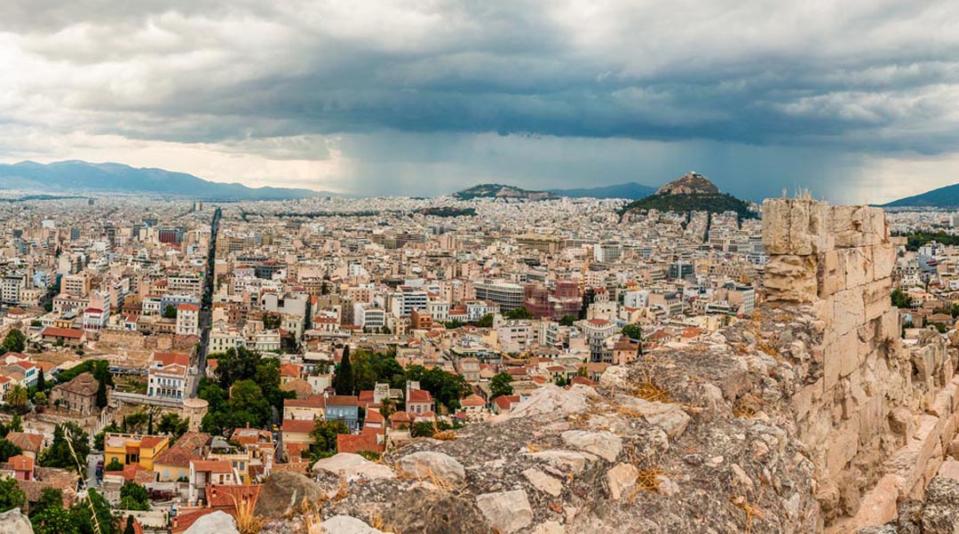 Athens Greece rainfall and Lycabettus Athens Greece rainfall and Lycabettus